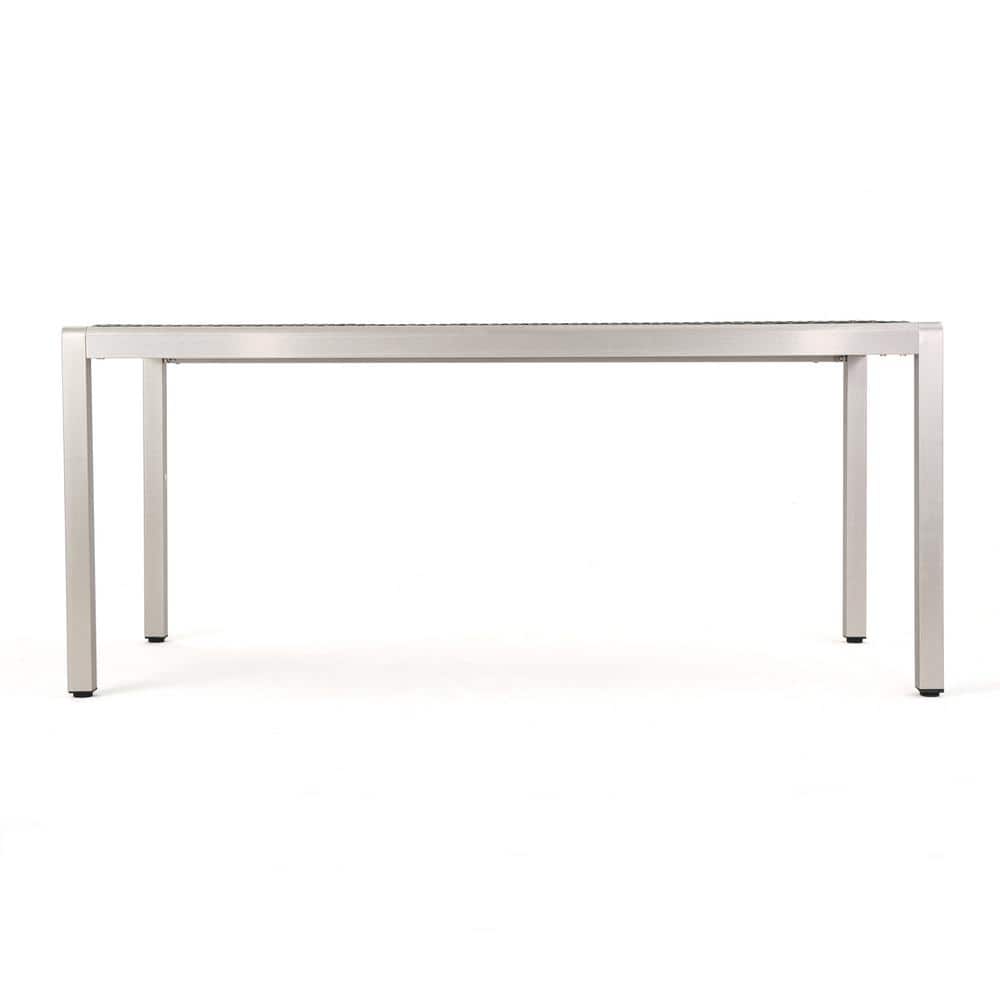 Modern Design Gray Rectangular Aluminum Outdoor Dining Table with Wicker Ta