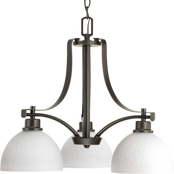 Progress Lighting Legend Collection 3-Light Antique Bronze Chandelier with Sculpted Glass Shade