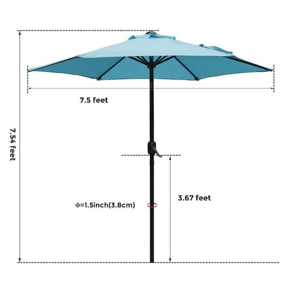 Laurel Canyon 7 5 Ft Market Patio Umbrella Table With Push On Tilt And Crank In Turquoise Hd756l The Home Depot Laurel Canyon 7 5 Ft Market Patio, 7.5 Patio Umbrella