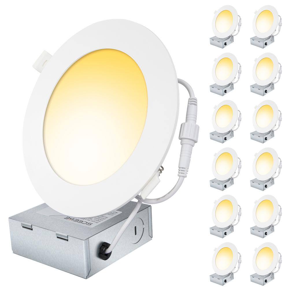 6 ft. White Flush Round Modern 12-Watt LED Integrated Recessed Lighting Kit (12-Pack) price history on PriceWatchPro