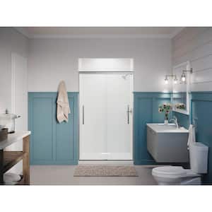 Pleat 45-48 in. x 79 in. Frameless Sliding Shower Door in Bright Polished Silver with Crystal Clear Glass