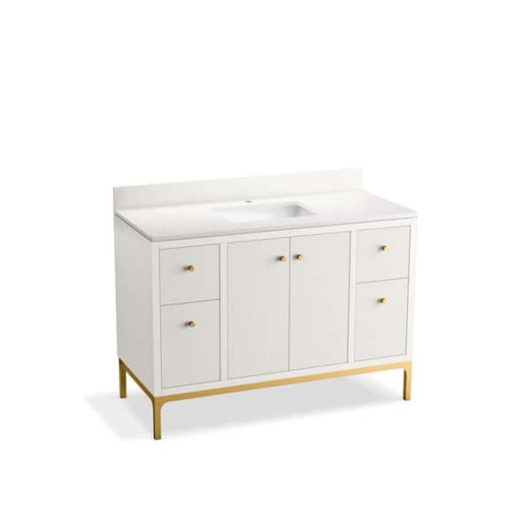 Calpa 49 in. White Bath Vanity with Quartz Top