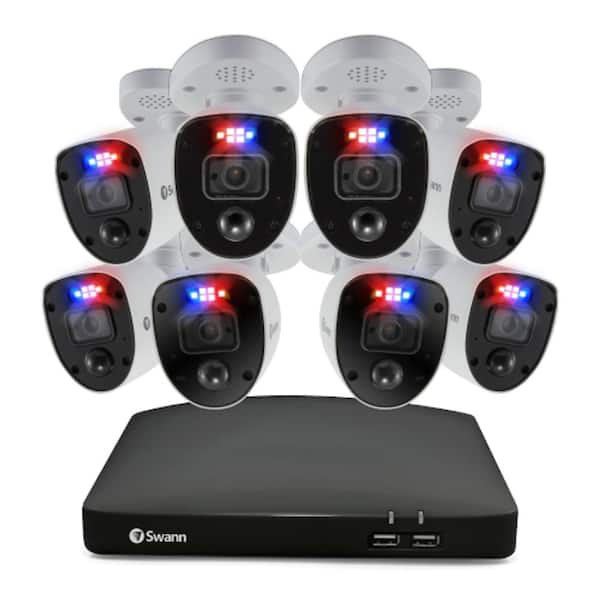 Swann 8-Channel 4K UHD 2TB DVR Security Camera System with 8 Wired SwannForce Bullet Cameras and Loud Siren