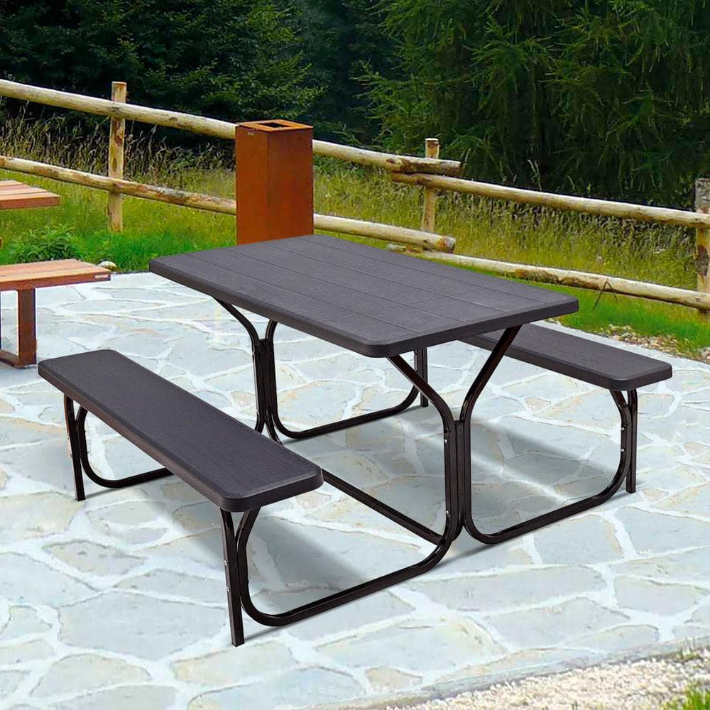 Eco-Friendly HDPE Black Picnic Table Set for 4