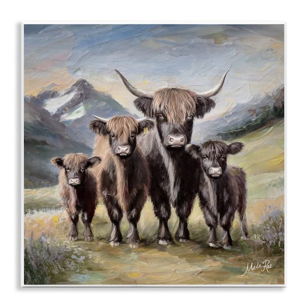 Stupell Industries Cattle Family in Highlands by Marla Rae Unframed Animal Graphic Art Print 12 in. x 12 in.