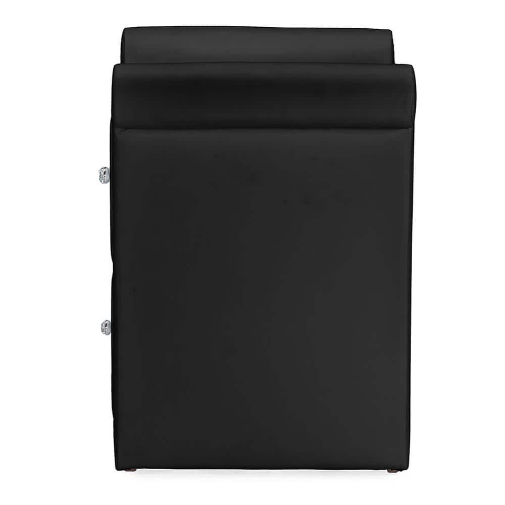 Victoria Black Faux Leather 2-Drawer Nightstand