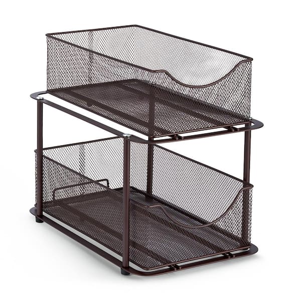 Sorbus 2 Tier Bronze Metal Mesh Sliding Drawers Organizer Baskets