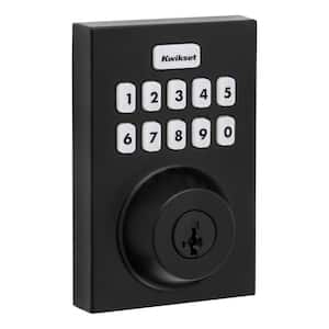 Home Connect 620 Matte Black Keypad Contemporary Smart Lock Deadbolt with Z-Wave Technology, Compatible with Ring Alarm