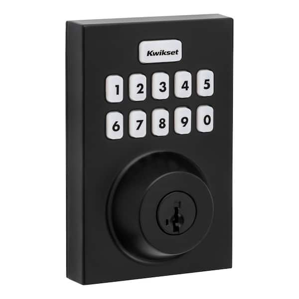 Kwikset Home Connect 620 Keypad 869 Contemporary Matte Black Connected Smart Lock Deadbolt with Z-Wave-700 Feat SmartKey