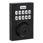 Home Connect 620 Keypad 869 Contemporary Matte Black Connected Smart Lock Deadbolt with Z-Wave-700 Feat SmartKey