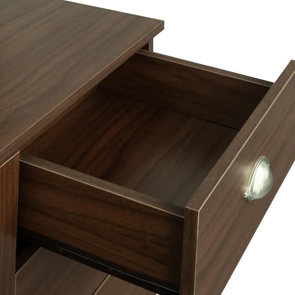 ATHMILE 59.06 in. Teak Home Office Computer Desk with Hutch, Brown