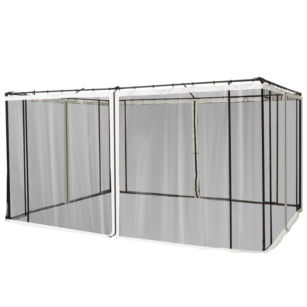 10 ft. x 12 ft. Replacement Gazebo Mesh Netting, 4-Panel Zippered Screen with Rings, Black/Cream Trim price history on PriceWatchPro
