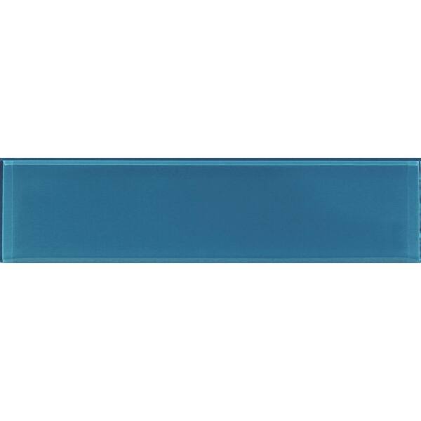 Apollo Tile Ocean Blue 3 in. x 12 in. Polished Glass Mosaic Tile Sample (0.25 sq. ft./Piece)