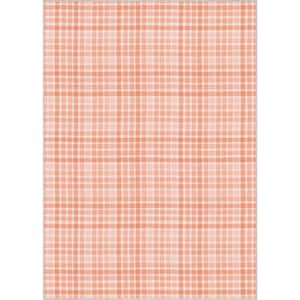 Crayola Plaid Coral 6 ft. 7 in. x 9 ft. 3 in. Area Rug