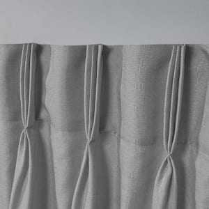 Loha Dove Grey Solid Light Filtering Triple Pinch Pleat / Hidden Tab Curtain, 27 in. W x 84 in. L (Set of 2)