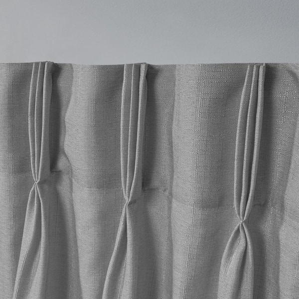 Loha Dove Grey Solid Light Filtering Triple Pinch Pleat / Hidden Tab Curtain, 27 in. W x 96 in. L (Set of 2)