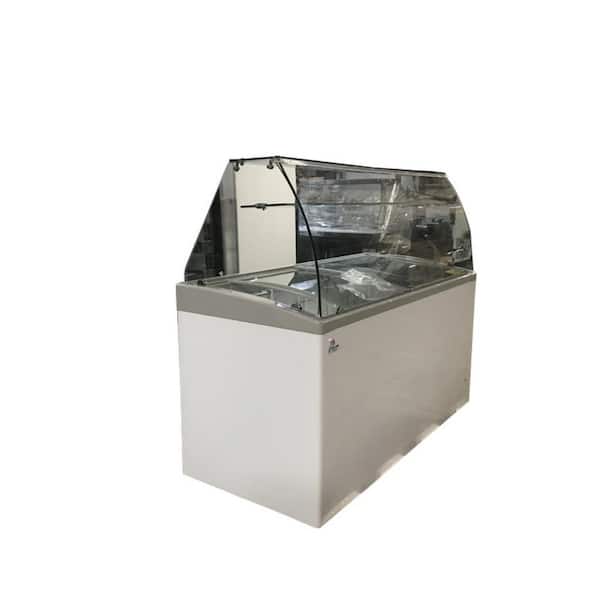 Cooler Depot 60 in. W 16 cu. ft. Manual Defrost Chest Freezer Gelato Ice Cream Dipping Cabinet Display Freezer with Glass in White