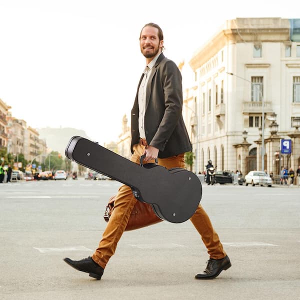 Electric Guitar Hard Case 39.76 in. Gourd-Shaped Guitar Hard Case Briefcase for 39 in. LES Paul Guitars Black