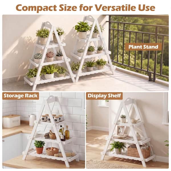 Gtnali 3-Tier Wooden Plant Stand, Fir Wood Flower Pot Display