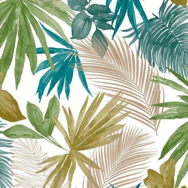 Walls Republic Non-Woven Teal Botanical Glimmer Easy to Remove Shelf Liner Wallpaper