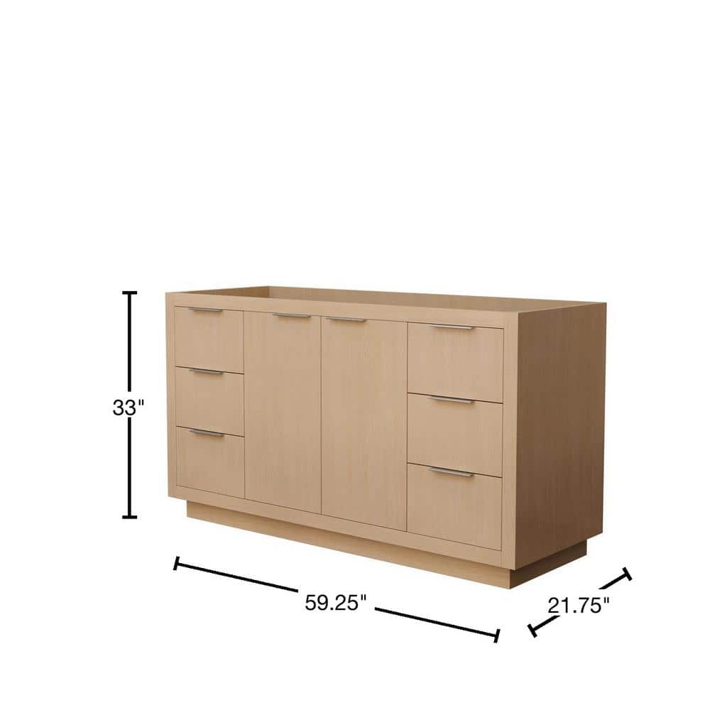 Maroni 59.25" Light Straw Wood Single Bathroom Vanity
