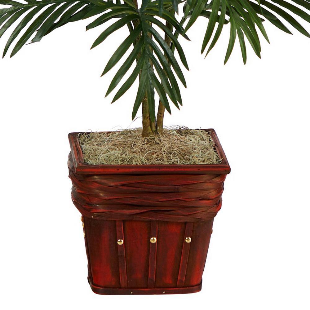 40" Green Silk Areca Palm with Wicker Basket