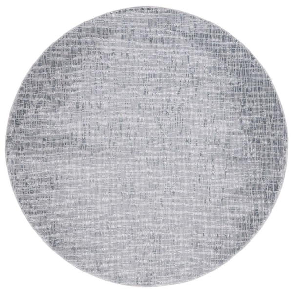Continental 7 ft. x 7 ft. Dark Gray/Light Gray Parallel High-Low Round Area Rug