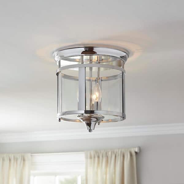 Home Decorators Collection Wingate 12.25 in. 3-Light Polished Chrome Flush Mount Ceiling Light