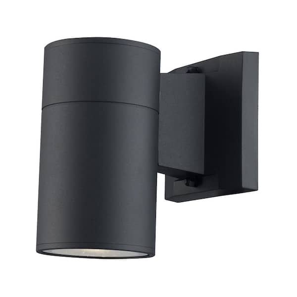 Bel Air Lighting Compact 6.5 in. Black Integrated LED Cylinder Outdoor Wall Light Fixture with Clear Glass