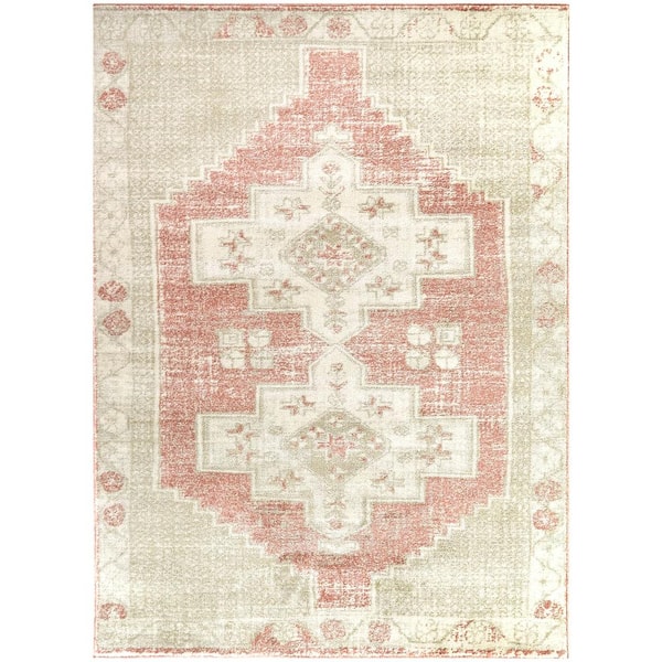 StyleWell Fermont Blush 7 ft. 10 in. x 9 ft. 10 in. Medallion Area Rug