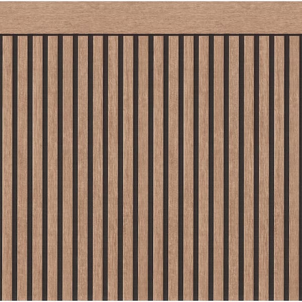 Unbranded Woods and Wicker Collection Brown Dado Panel Double Width Matte Finish Vinyl on Non-Woven Non-Pasted Wallpaper Sample