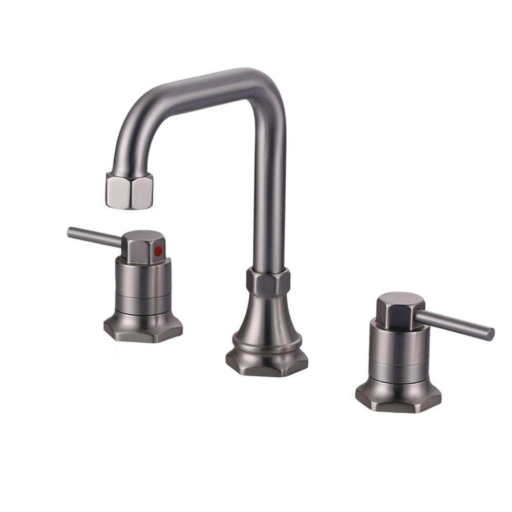 8 in. Widespread 2-Handle Bathroom Faucet with Pop Up Drain, 3-Hole Bathroom Sink Lavatory Faucet in Brushed Nickel