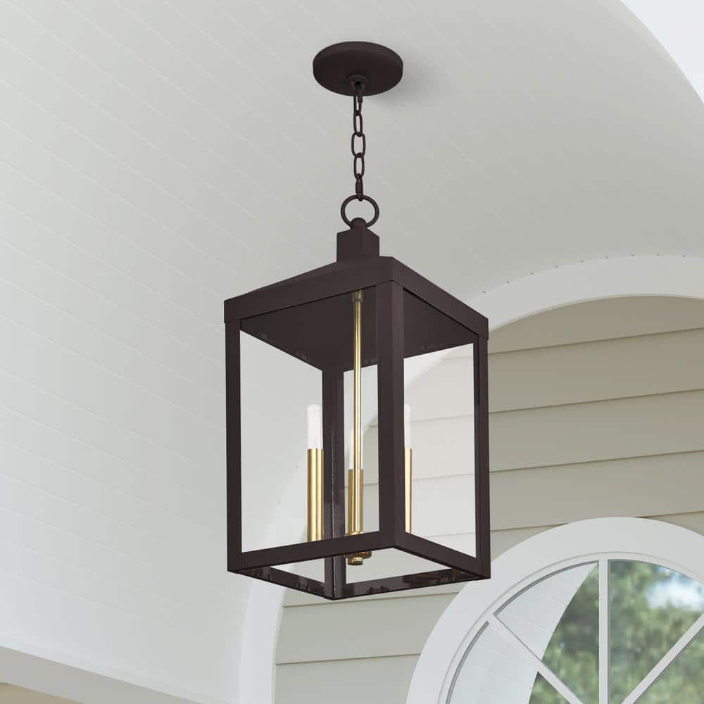 Nyack Bronze 3-Light Outdoor Pendant Lantern