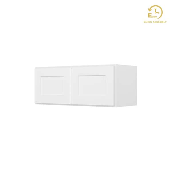 HOMLUX Easy-DIY 30 in. W x 12 in. D x 12 in. H Ready to Assemble Wall Kitchen Cabinet in Shaker White 2-Doors