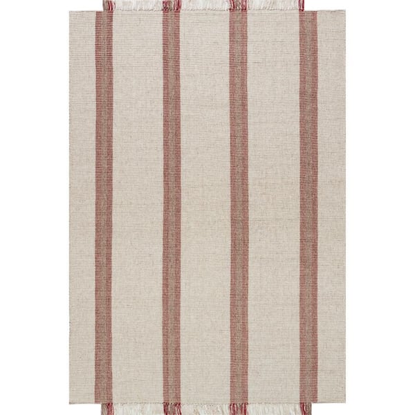 Frenshe Interiors Nichols Striped Wool Ivory 8 ft. x 10 ft. Indoor/Outdoor Patio Area Rug