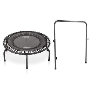 Fitness Rebounder Mini Trampoline and Handle Bar Accessory, Black