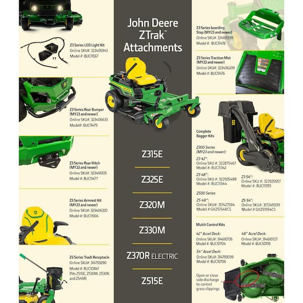 John Deere Z370R Electric 42 in. 2-bag Rear Bagger Material