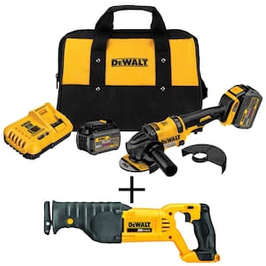 FLEXVOLT 60V MAX Lithium-Ion Cordless Brushless 4.5 in. Angle Grinder and 20V MAX Cordless Reciprocating Saw