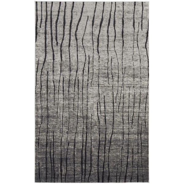 HomeRoots 5 X 8 Gray, Black Abstract Area Rug
