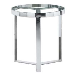 Jacob 19.5 in. Silver Glass with Stainless Steel Round Coffee Table