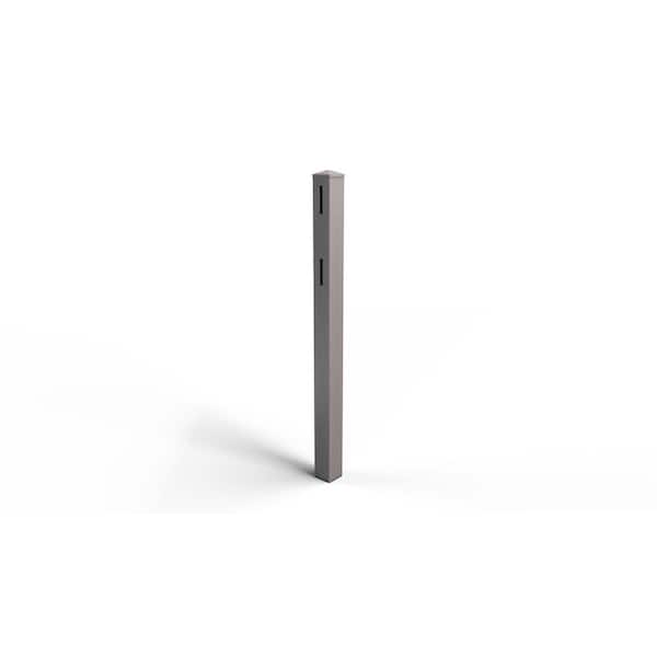 Natures Composites Composite 2-Rail Corner Post with Post Cap for Traditional Ranch Rail System (5 in. x 5 in. x 50 in. L) Slate Grey