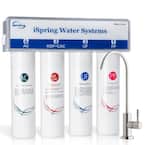 4-Stage 0.1 Micron Ultra-Filtration Under Sink / Inline Water Filtration System with No-Pressure Chrome Faucet
