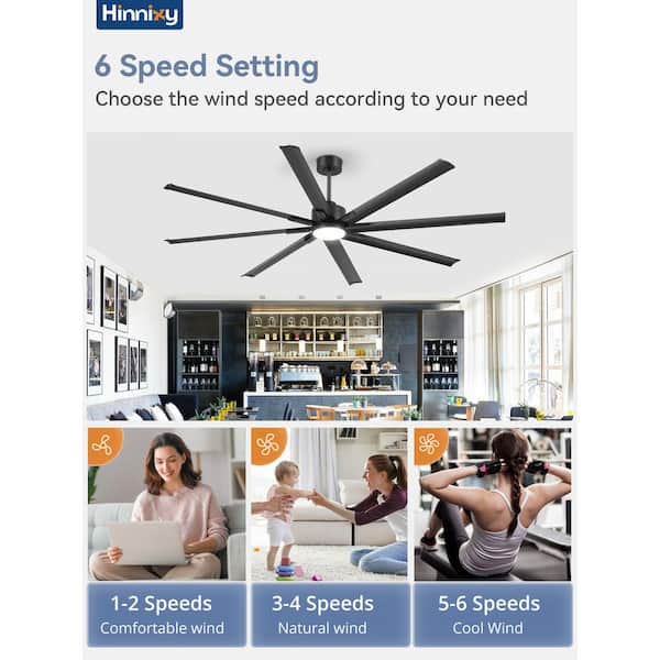 HINNIXY 84 in. Indoor Black Downrod Angled Mount 3-Colors LED 6