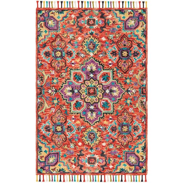 SAFAVIEH Aspen Red/Gold 6 ft. x 9 ft. Floral Area Rug