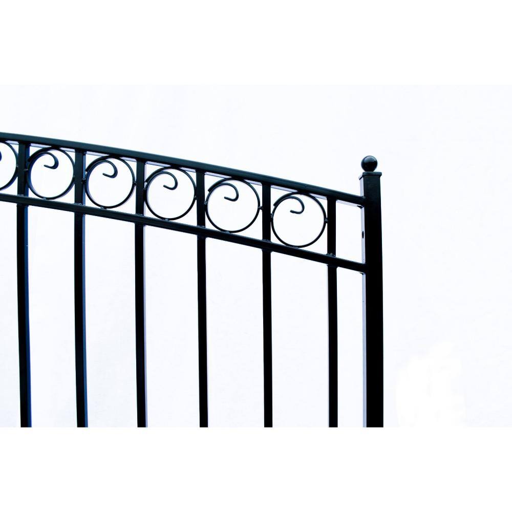 Paris Style Black Steel Sliding Driveway Gate with Pedestrian Gate