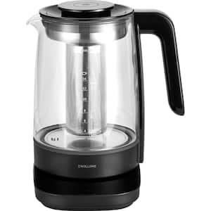 Enfinigy 1.5-L, 7-cups Black Corded Electric Glass Kettle with Temperature controls
