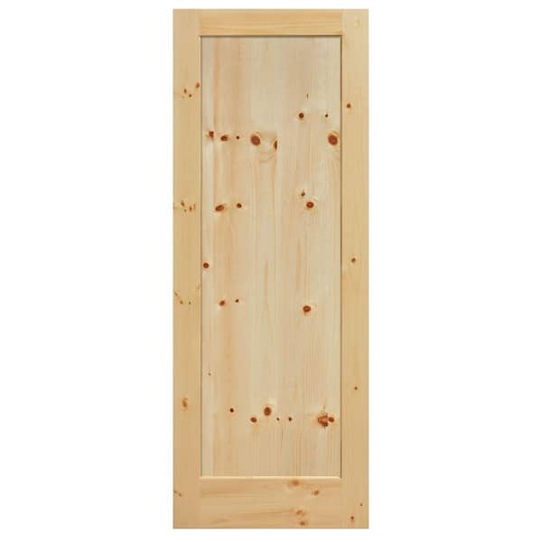 Masonite 30 in. x 84 in. Knotty Pine 1 Panel Shaker Flat Panel Solid Wood  Interior Barn Door Slab 81881 - The Home Depot