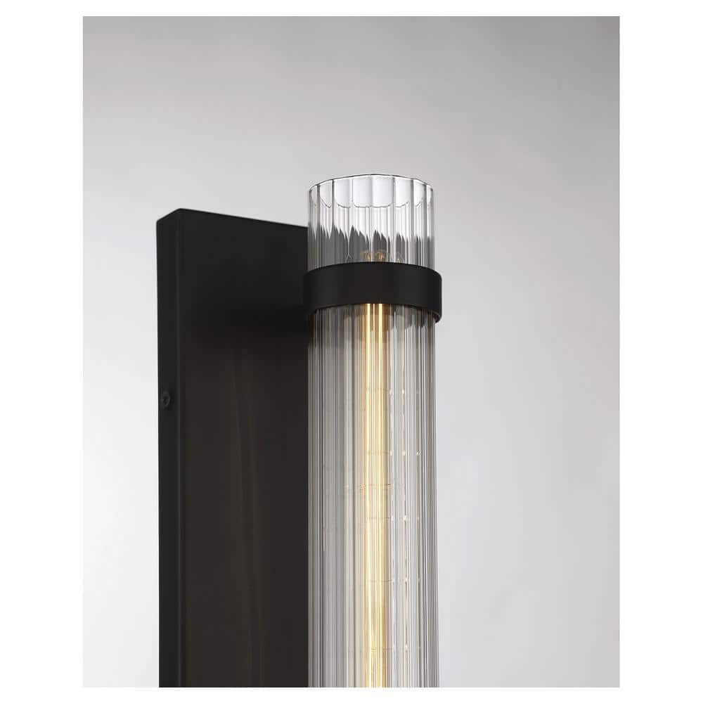 Willmar Matte Black Metal and Glass Wall Sconce