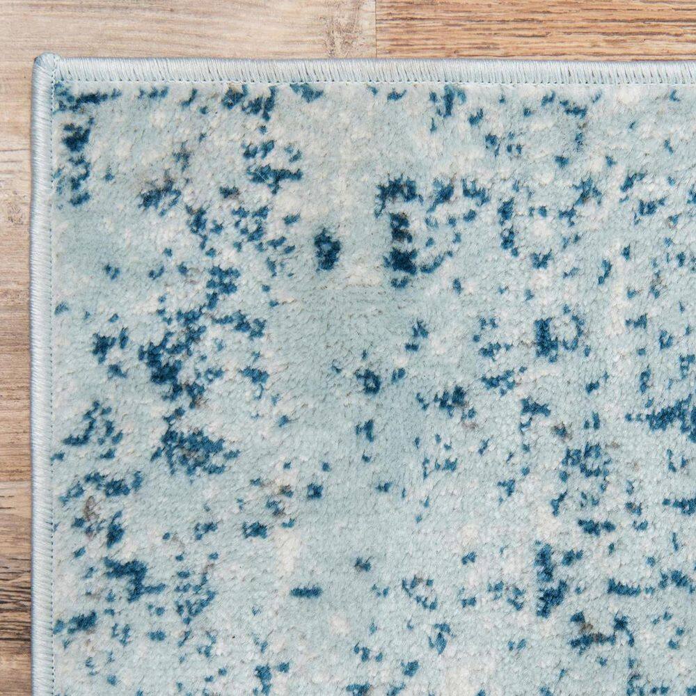 Reversible Easy-Care Light Blue Synthetic Rectangular Rug