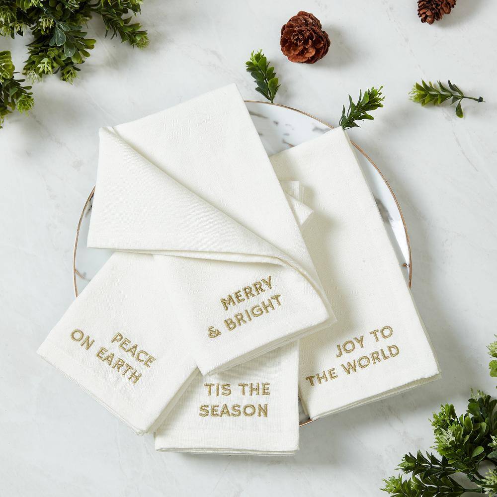 "Joyful Sentiment Embroidered Napkins, Set of 4, White - 17""W x 17""L" price history on PriceWatchPro